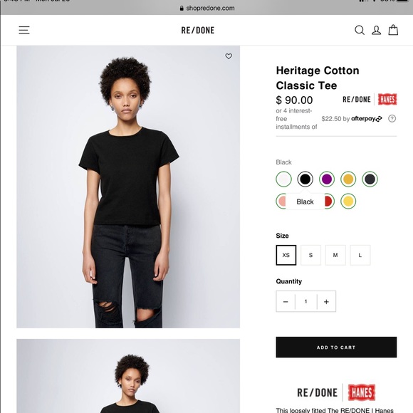 REDONE Tops | Redone Hanes Classic Black T Shirt | Poshmark